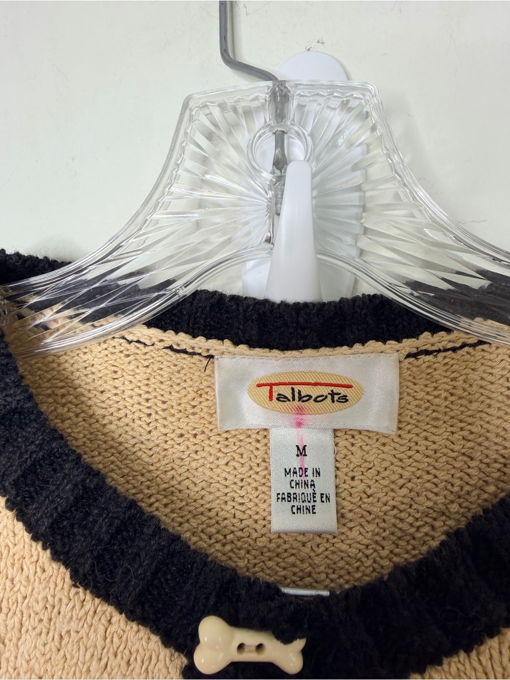 Talbots Vintage Animal Motif Knit Cardigan Novelty Bone Toggle sweater - Picture 4 of 7
